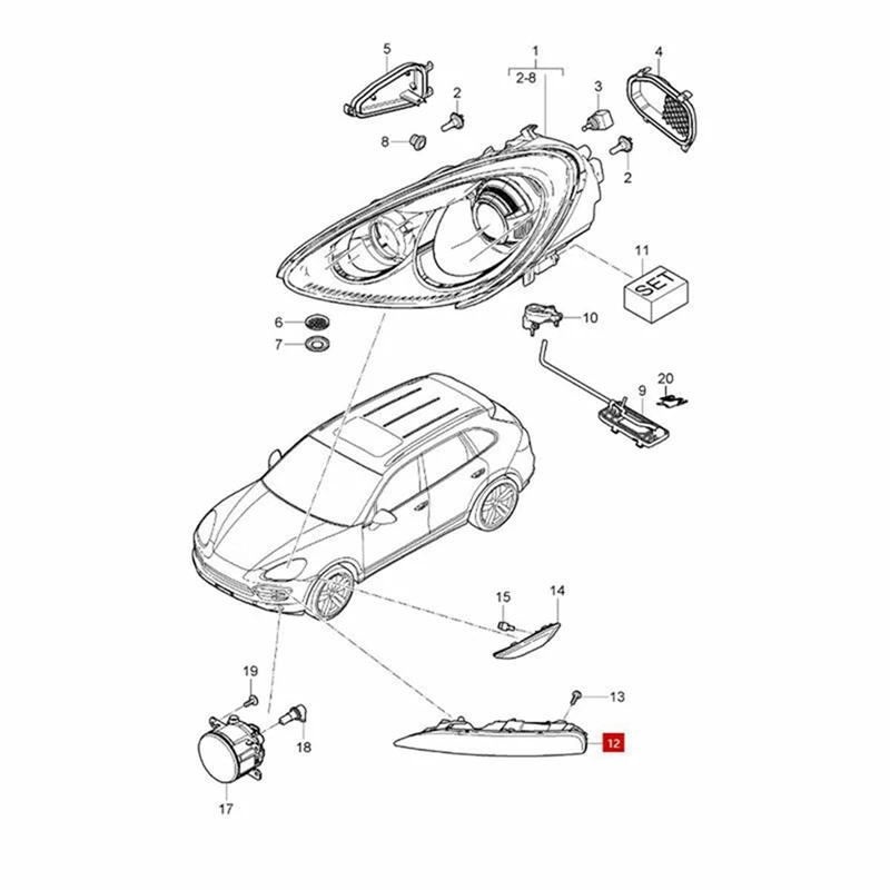 1Pair Car Front Bumper Daytime Running Light LED DRL Driving Lamp 95863118100 95863118200 For Porsche Cayenne 2011-2014