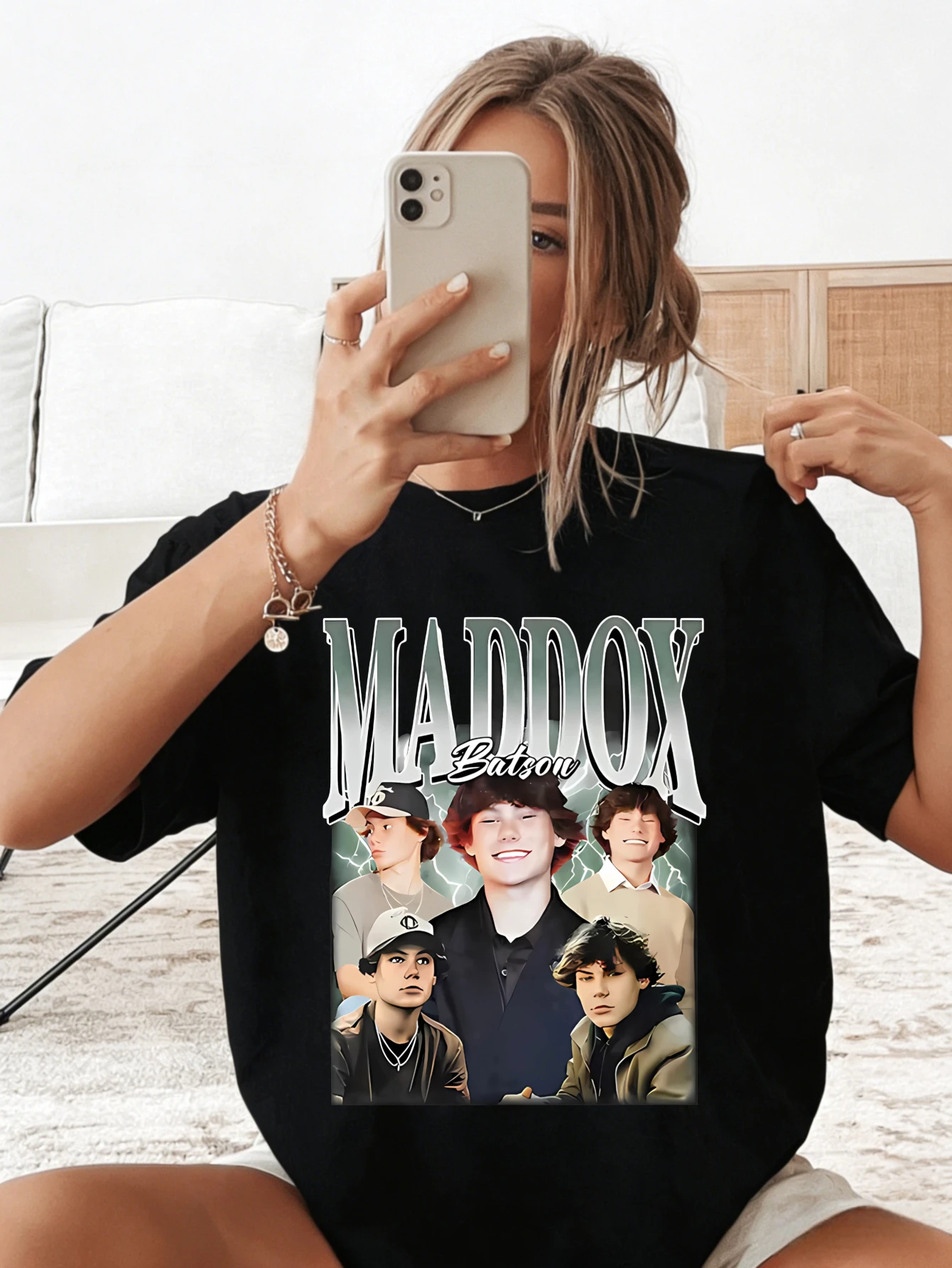 

Women’s Oversized Cotton MADDOX Band Graphic Printed Short Sleeve T Shirt, Casual Everyday Tshirt for Women Gift for Her