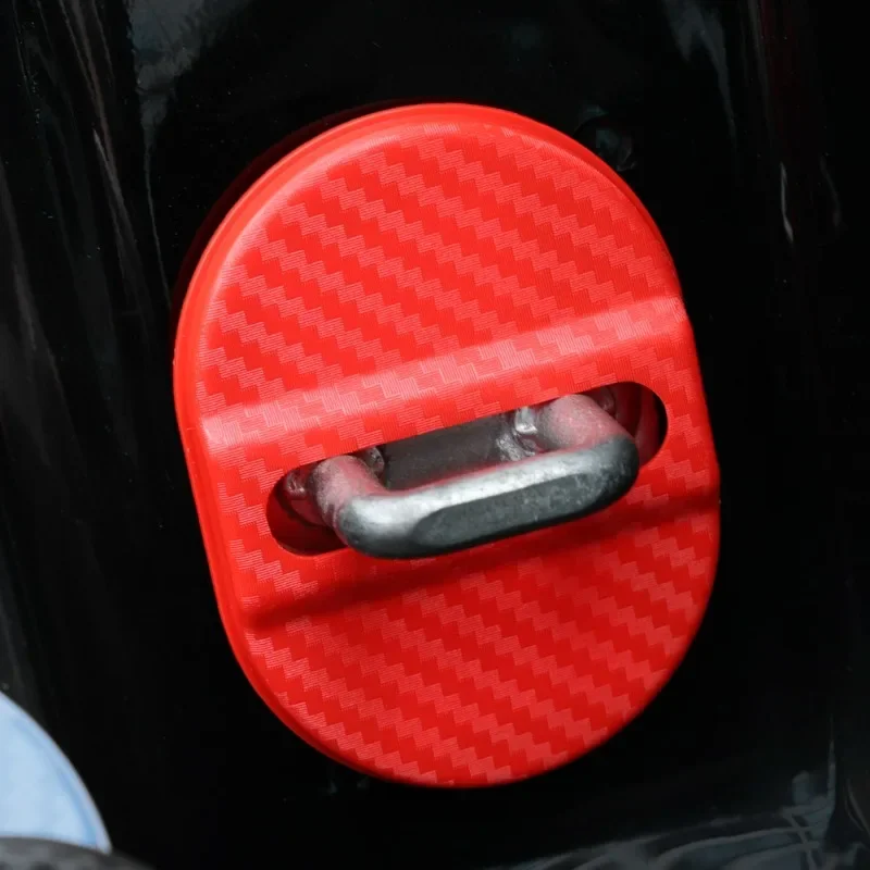 Car Door Lock Protection Cover Car Door Lock Buckle Carbon Fiber Decoration Cushioning Protection Pad Shock Absorber Accessories