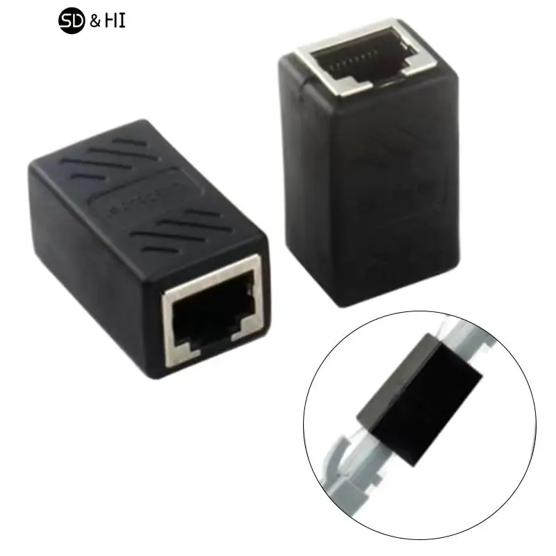 

RJ45 Network Female Adapter Black Female To Female Connector Coupler Extender RJ 45 Ethernet Cable Extension Converter