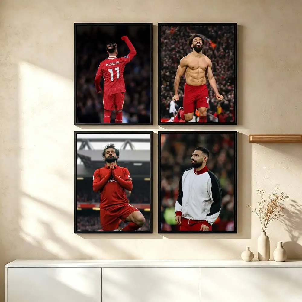 M-Mohamed Salah Football Superstar Poster Waterproof Wall Art Sticker For Bar Living Room Vintage Decor High Quality Print Gift