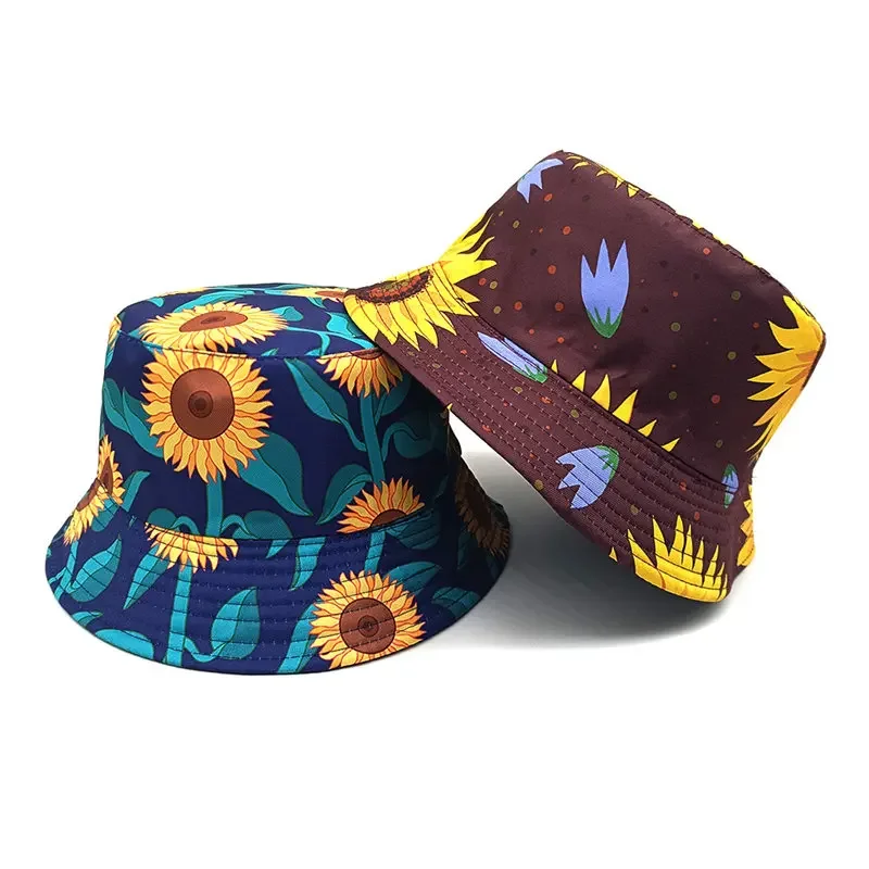 Four Seasons Polyester 16 Style Cartoon Print Bucket Hat Fisherman Hat Outdoor Travel Hat Sun Cap Hats for Men and Women 206