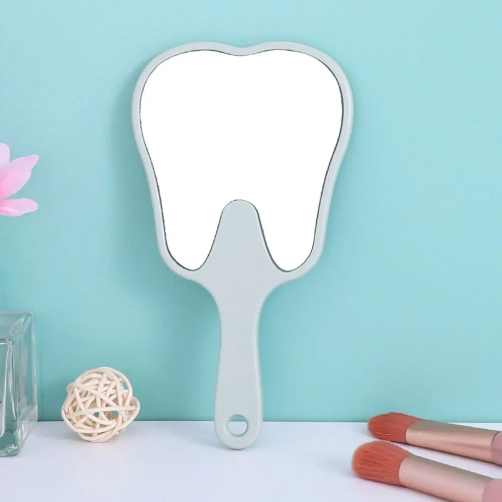 Simple Plastic Tooth-shaped Mirror Mini Lightweight Handheld Sector Mirror High-definition Portable Makeup Mirror Women