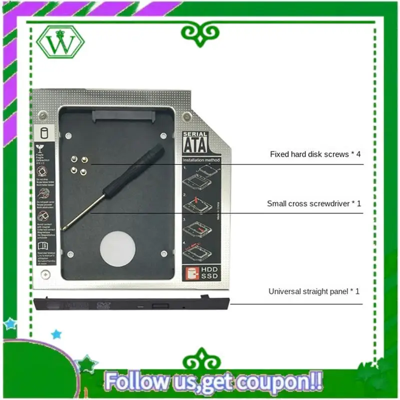 Reliable-SATA Second Hard Drive SSD Hard Drive 9.0Mm As Shown All Aluminum Ultra Slim Optical Bay