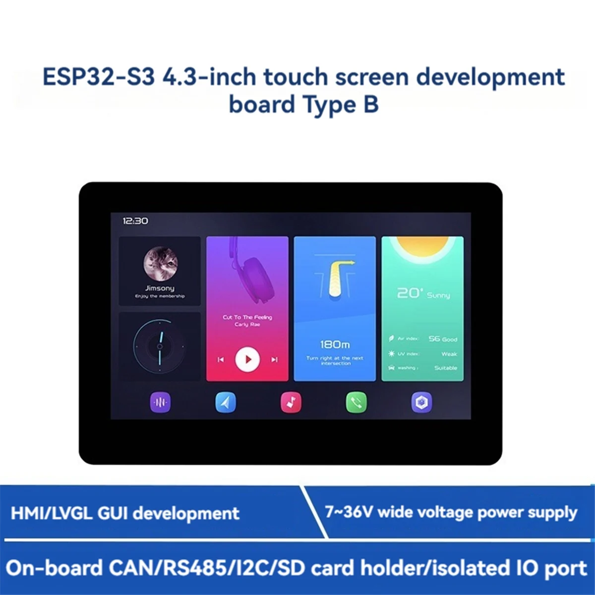 ESP32-S3 4,3 дюймовый емкостный сенсорный дисплей макетная плата 800X480 Поддержка WIFI Bluetooth бортовой CAN RS485 I2C порт