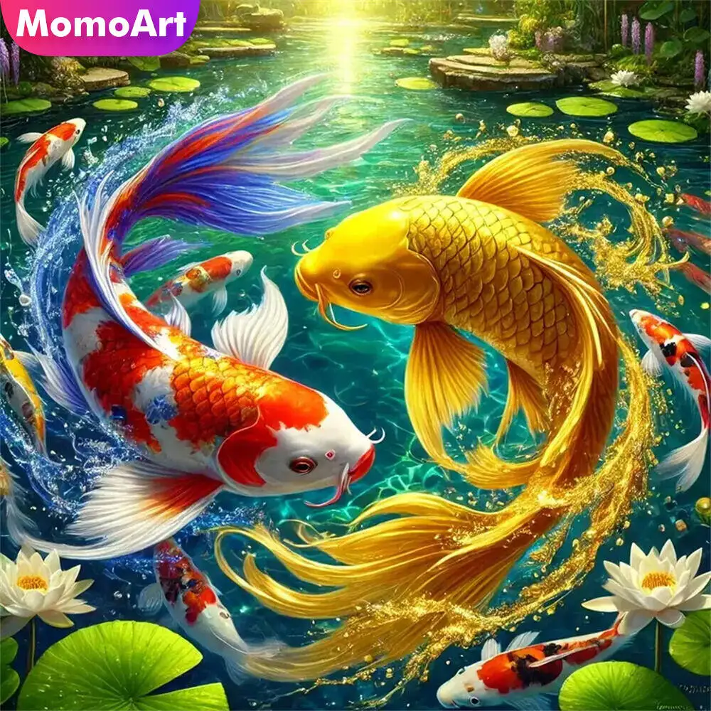 Momoart Diamond Painting Fish Animal Picture Of Rhinestones DIY Mosaic Flower Cross Stitch Kits Diamond Embroidery Handicraft