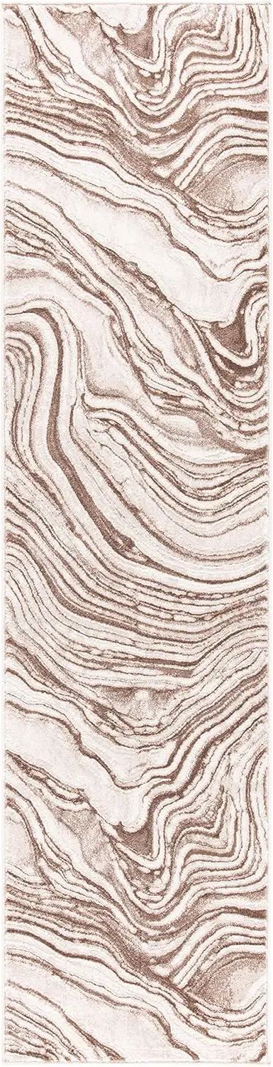 

Safavieh Meadow Collection Runner Rug - 2' X 8', Beige & Brown, Modern Abstract Design, Non-Shedding & Easy Care, Ideal For
