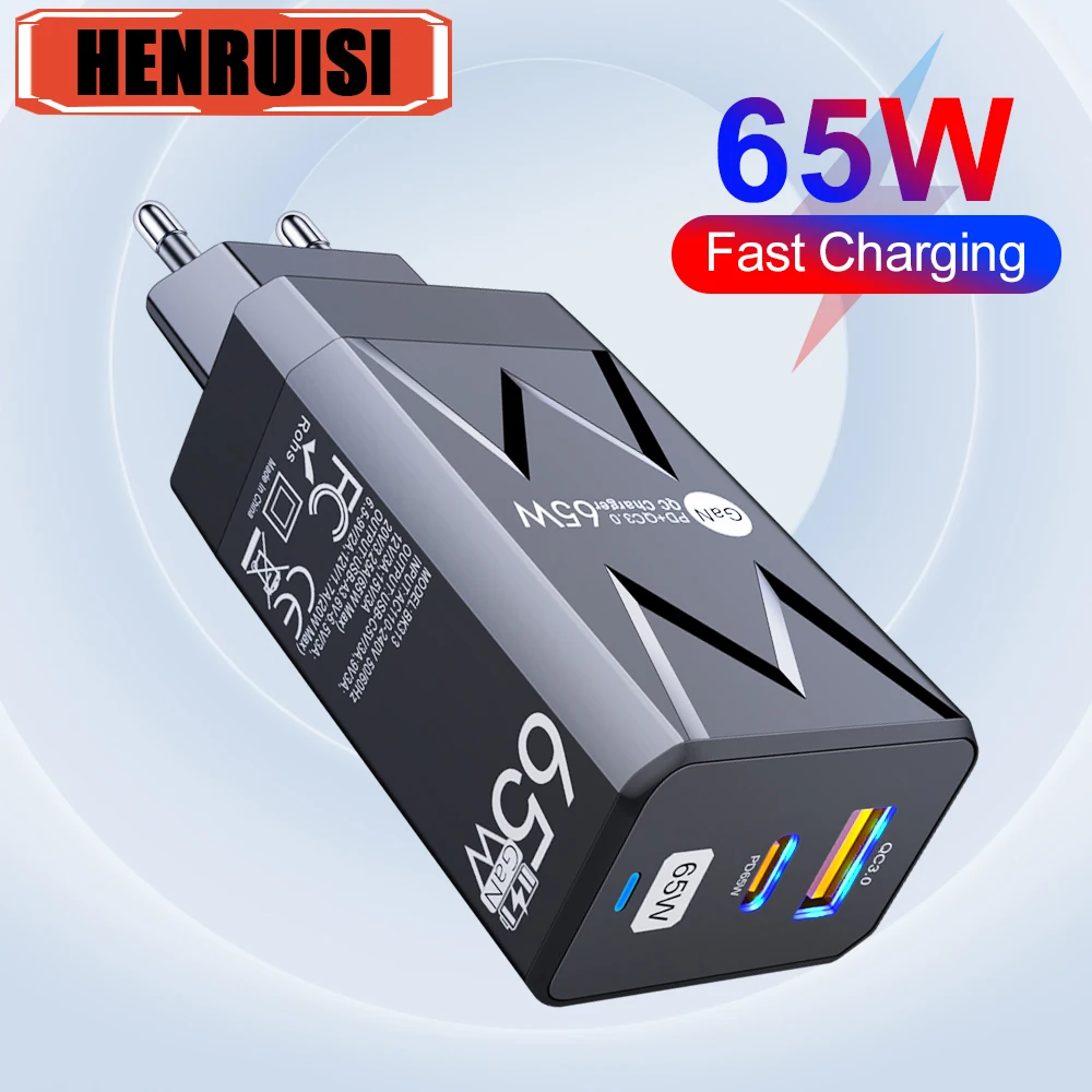 

Зарядное устройство GaN PD 65 Вт, быстрая зарядка QC3.0, USB Type C, зарядное устройство для iPhone 15, 14, 13, 12, 11, зарядное устройство для телефона Xiaomi, быстрое зарядное устройство для планшета, iPad