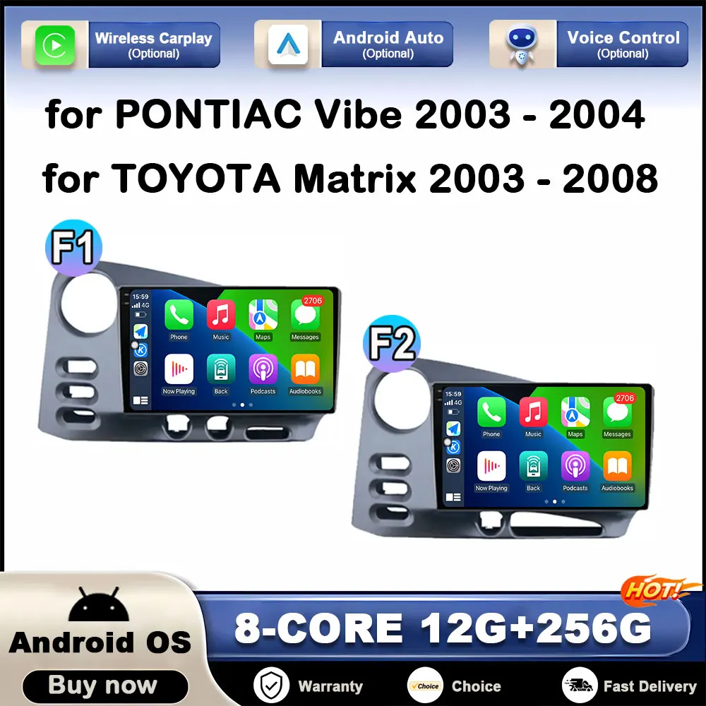 

9inch GPS Navi for PONTIAC Vibe 2003 - 2004 for TOYOTA Matrix 2003 - 2008 Car Raio Player smart System Android OS BT 4G No 2 din
