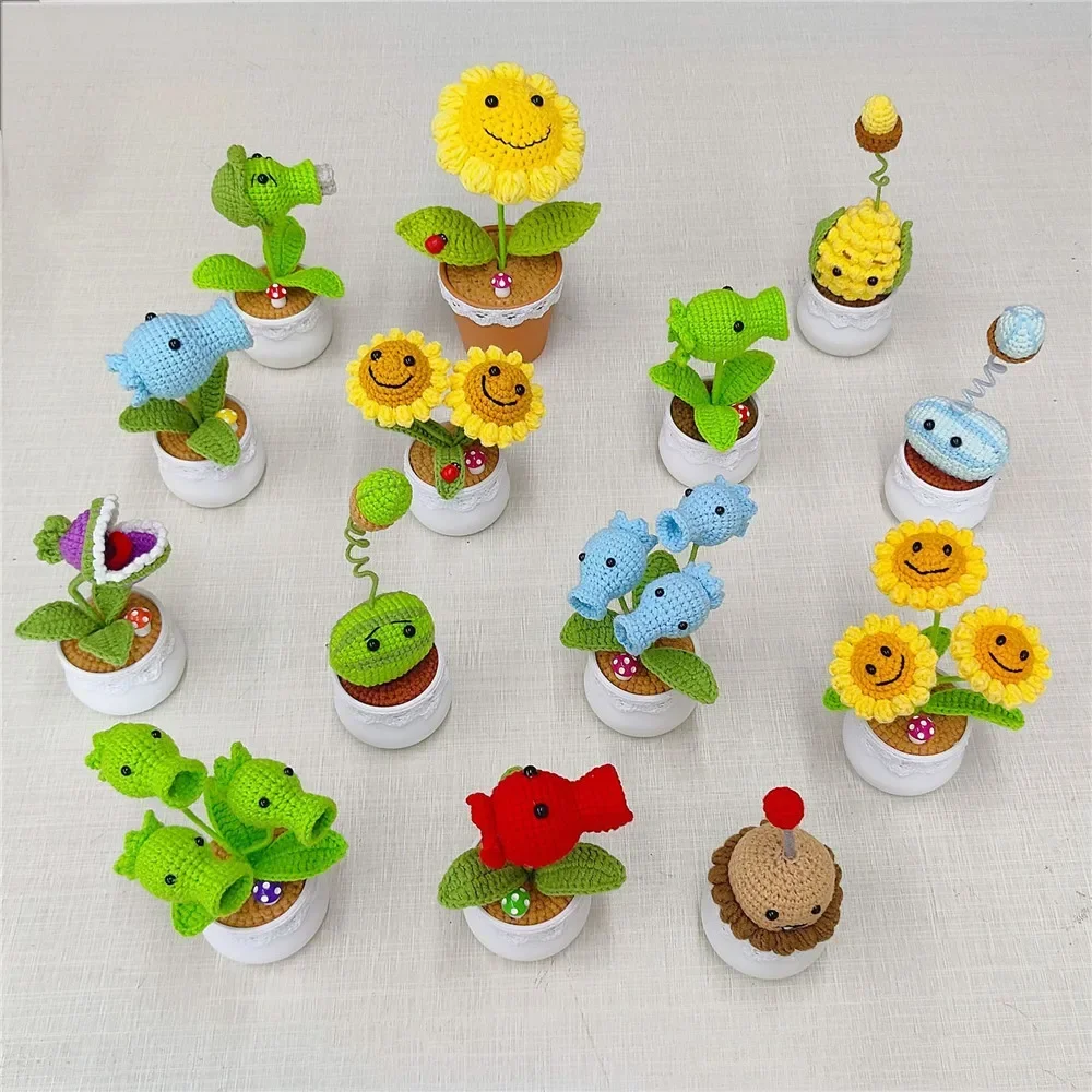Plants Zombies Sunflowers Peas Planters Plants Desktop Weaving Decorations Home Office Desktop Decorations Table Decorations