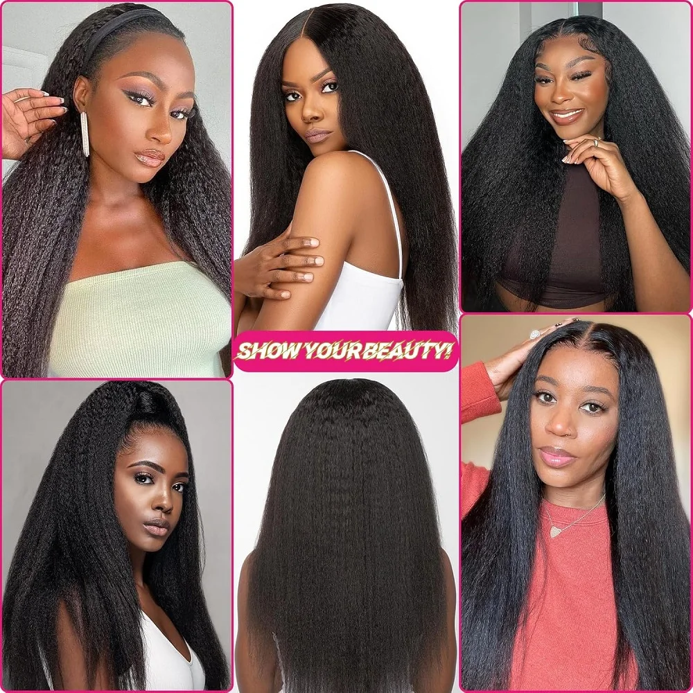 200g Clip In Full Head Remy Hair Natural Black Kinky Straight Clip in Hair Extensions Real Human Hair 8Pcs