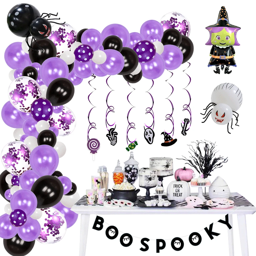 

Balloon Halloween Balloon chain birthday party decoration scene layout latex aluminum film combination Halloween Balloon chain