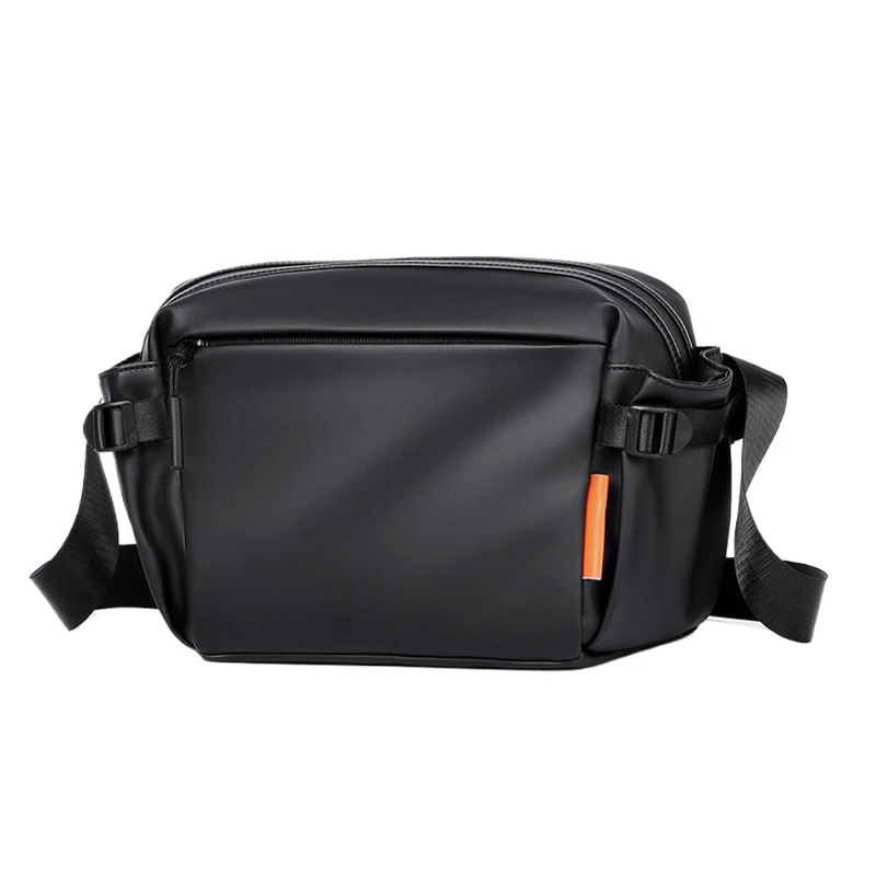 

New Men's Korean Version Functional Chest Bag Simple and Fashionable PU Film Shoulder Bag Sports Large Capacity Crossbody Bag