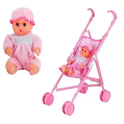 Cochecito plegable para bebé, Mini cochecito de 12 pulgadas, juguetes de regalo, color rosa