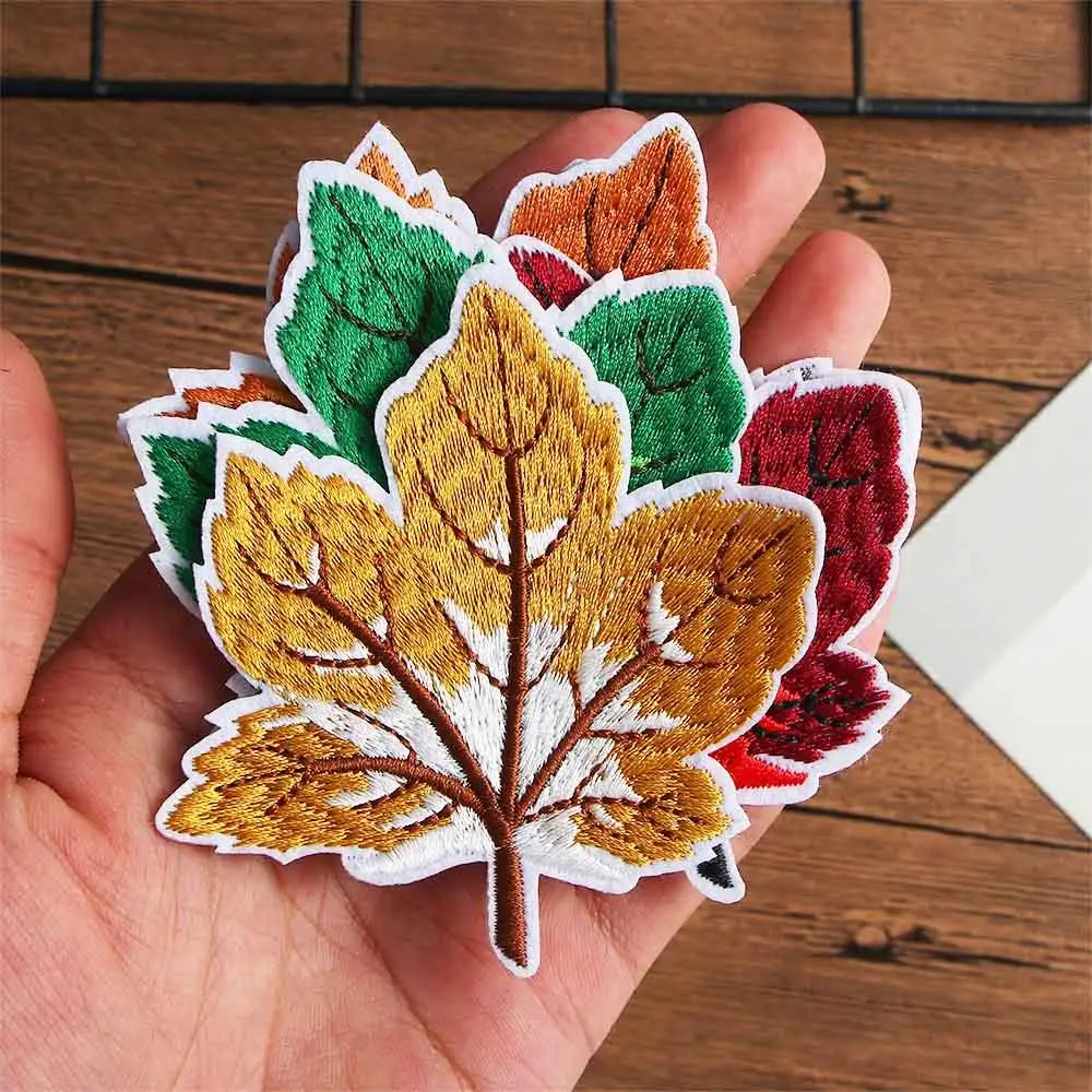 Water-Friendly Fashion Decorative Stickers Colorful DIY Embroidery Stickers Cloth Stickers Maple Leaf Sticker Patch Stickers