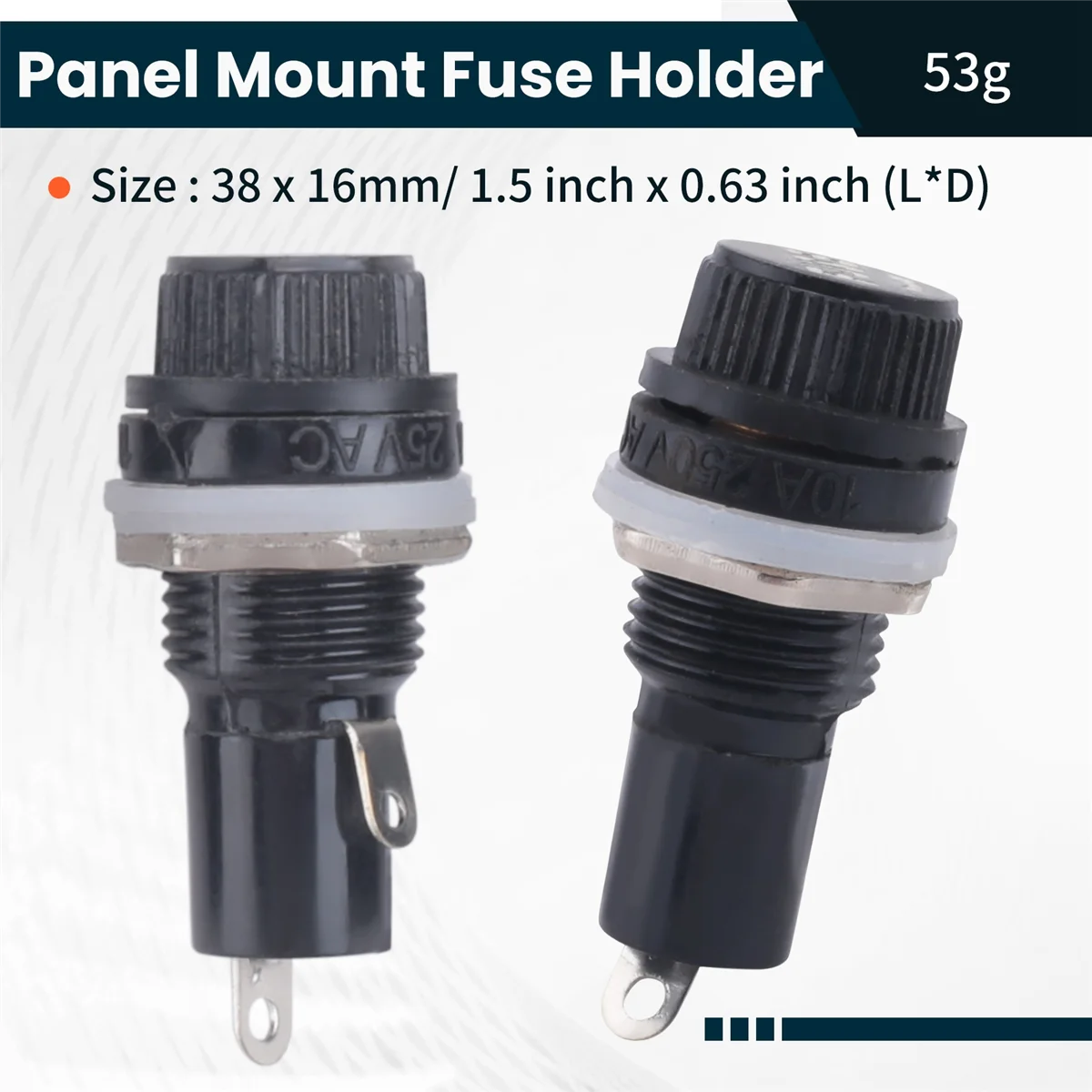 SLQZT 10 pezzi 10A AC 250 V 5 mm x 20 mm presa portafusibili in plastica montata su pannello