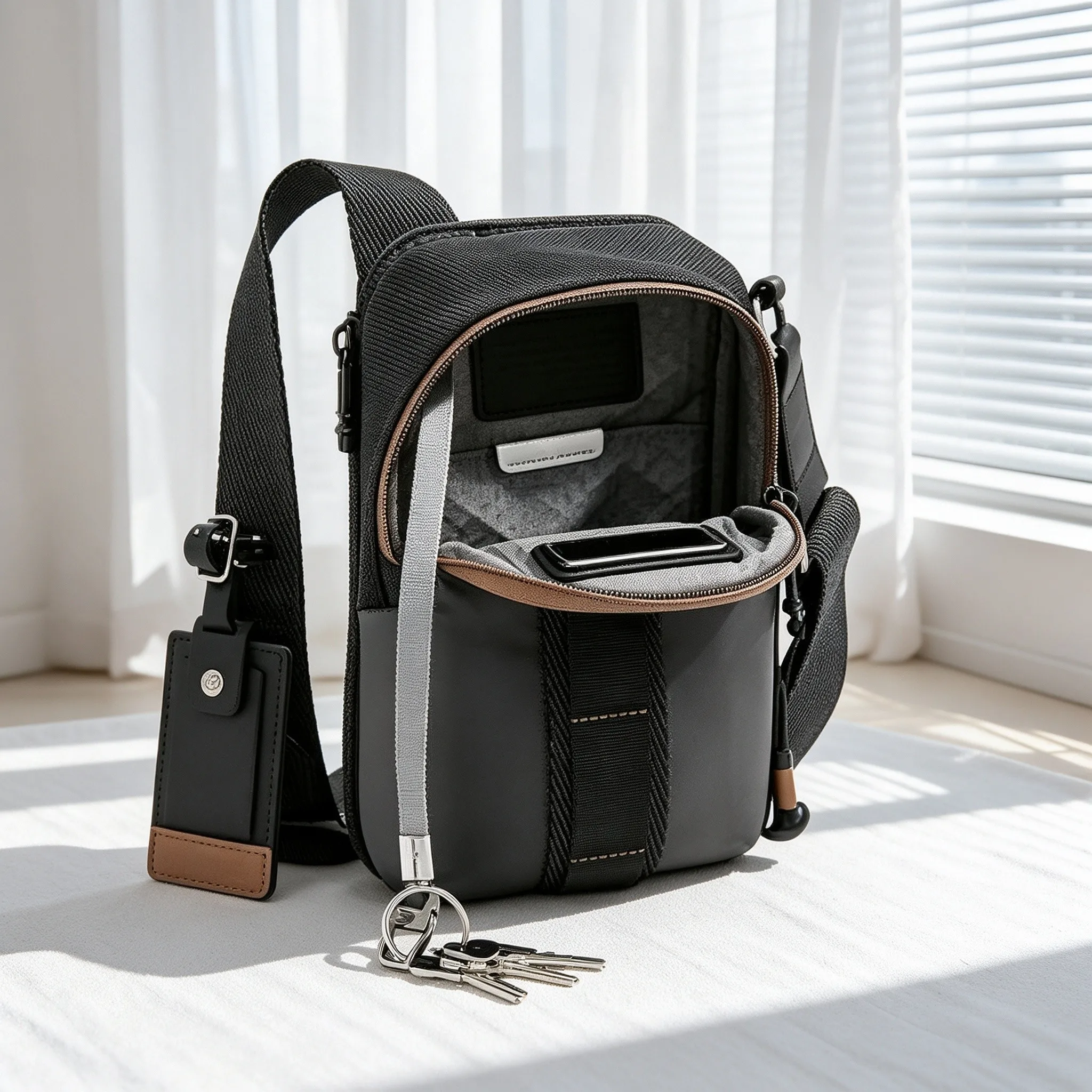 Men’s Ballistic Nylon Chest Sling Bag, Portable Stylish Casual Crossbody Shoulder Bag for Travel view 6