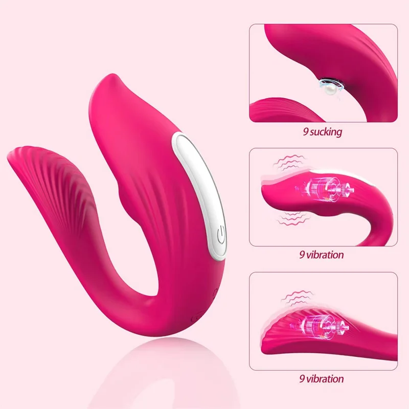 Wireless Remote Sucking Vibrator Wearable U Shaped Dildo Oral Sex Clit Massager Dual Stimulation Adult Couple Sex Toys for Women