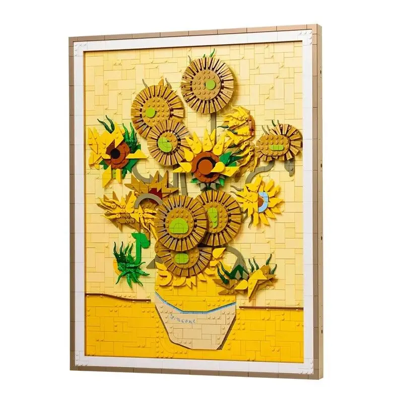 

Nuevo Moc 31215 Van Gogh Girasol фреска толстая 3D es un juguete de ladrillo декораativo de bloques dealada creativos Di