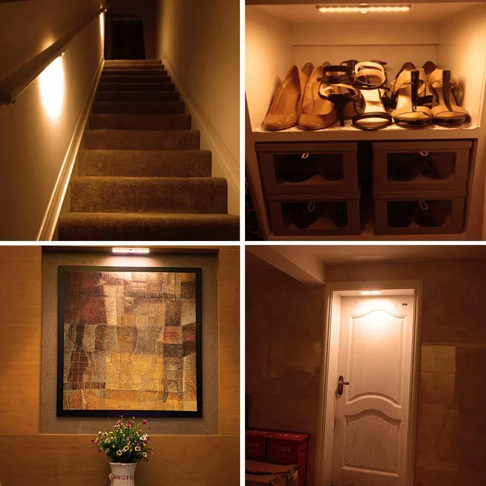 LED Bar Light Under Cabinet Lights Lighting for Bedroom Wardrobe Smart PIR Motion Sensor Night Light for Home
