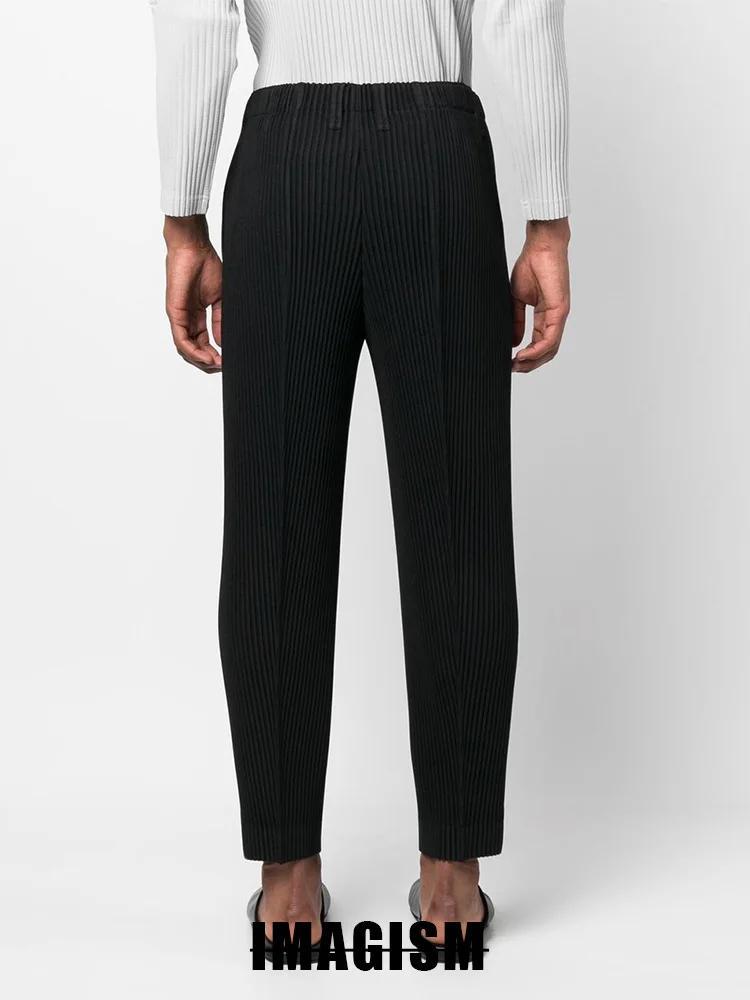 ISSEY 2026 New Arrival Japanese-Style Premium Textured Relaxed Fit Miyake-Style Pleated Casual Trousers Straight Leg Pants