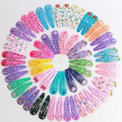 20Pcs Candy Color Hairpins Princess Hairpins Cartoon Headdress Baby Cute Girl Baby Side Clip Printed Hair Clip Girls Gift