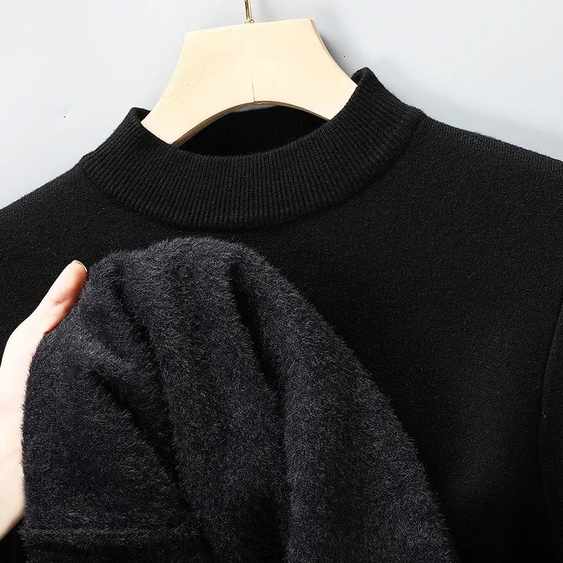 

Half Turtleneck Knitwear Sweater New Autumn/Winter Mock Neck Sweatshirts Solid Color Pullovers Man Brand Casual Mens Clothing