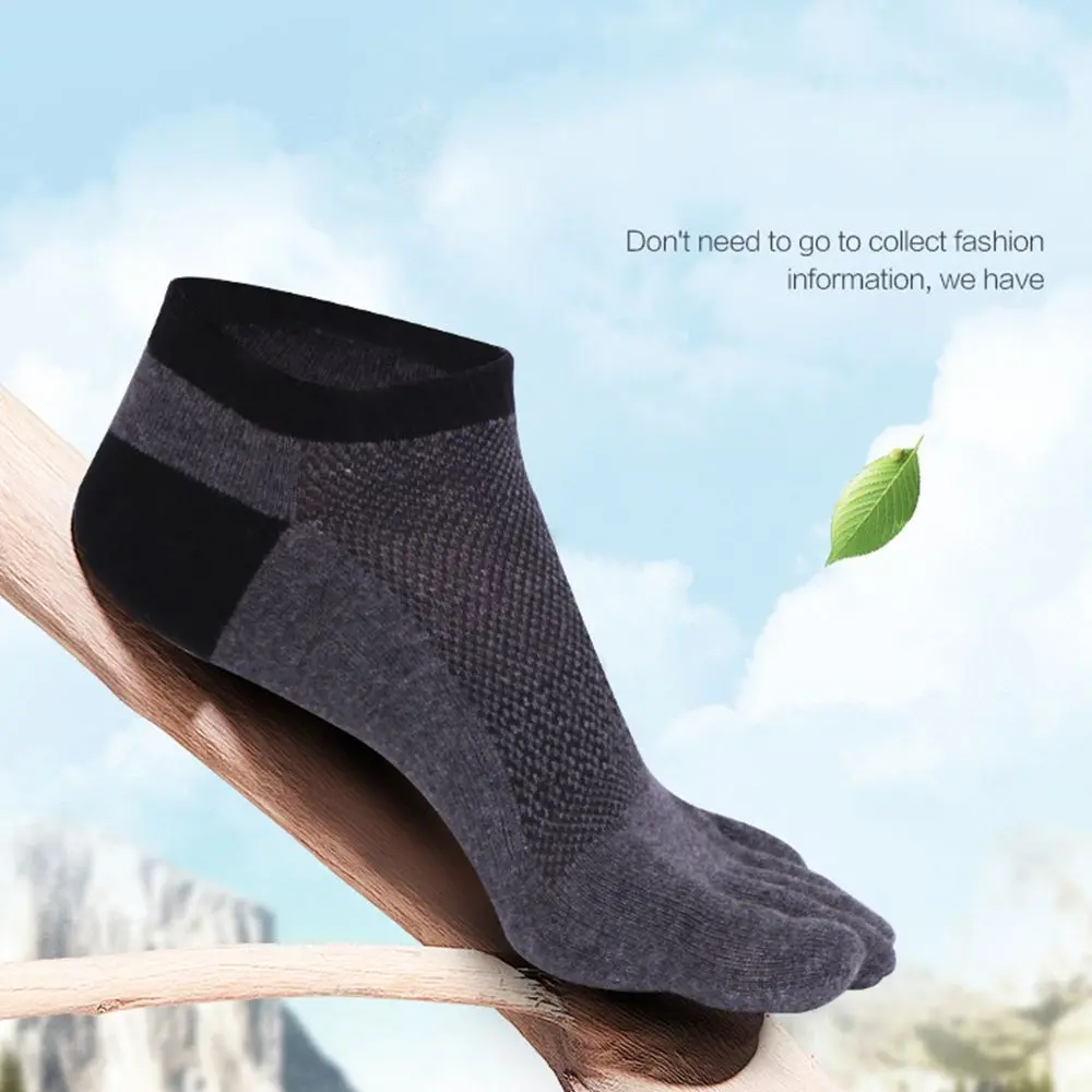 Men Summer Cotton Breathable Anti-slip Invisible Five-Finger Socks Five Toe Socks Men's Socks Mesh Socks