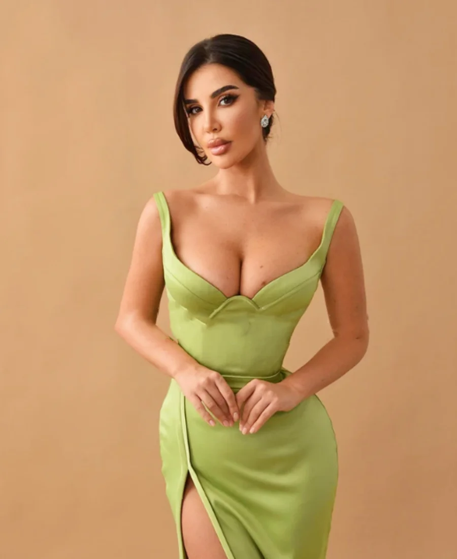 الحبيب الرسمي كوكتيل حزب الحفلة الراقصة حجم مخصص مثير حورية البحر فساتين السهرة الأخضر عالية سبليت الساتان مساء اللباس