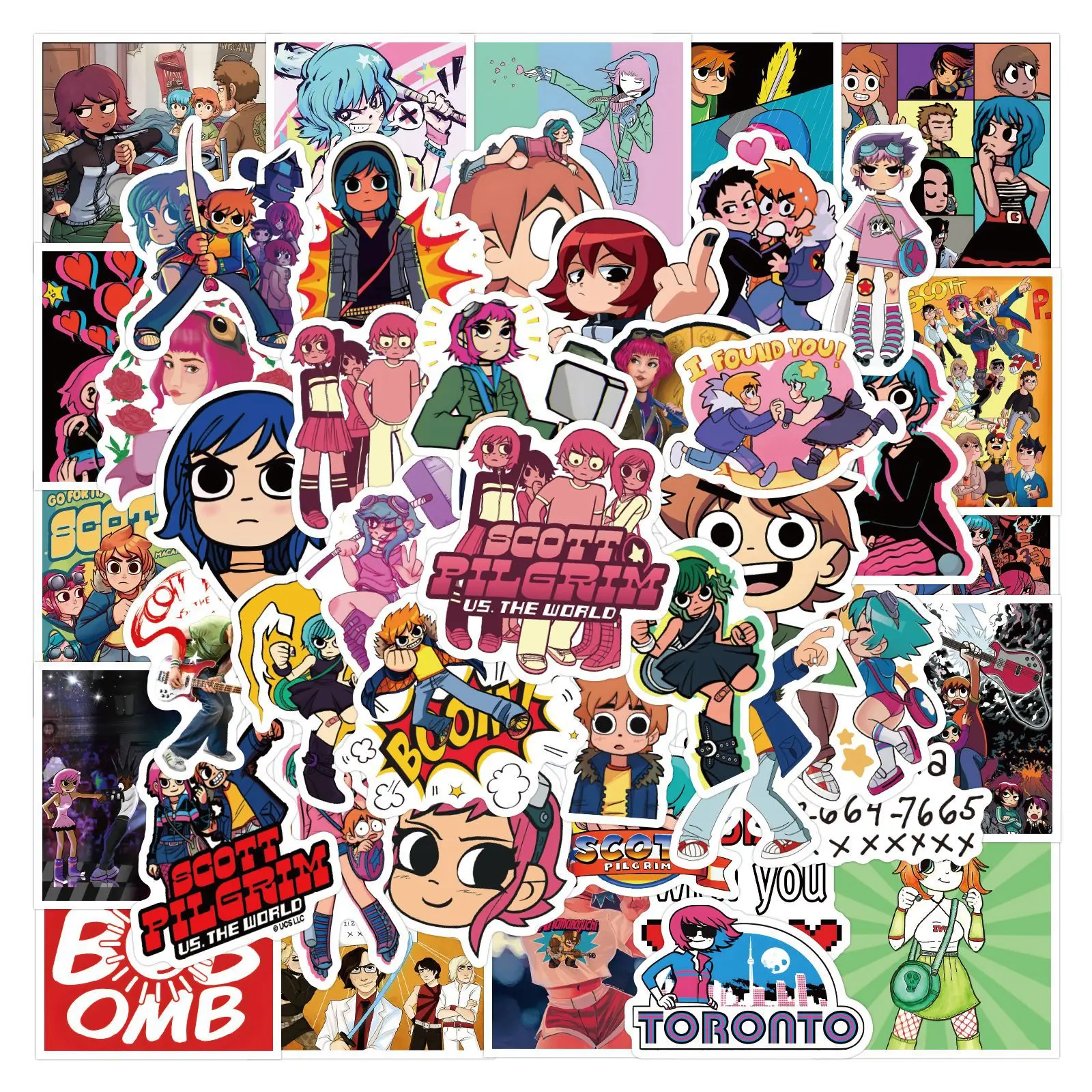 

10/55/110PCS Anime Scott Pilgrim Sticker Cartoon Funny Graffiti Decorative Personalized Creative Decorative Water Cup Scrapbook