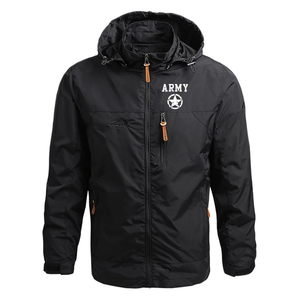 ARMY And Five Pointed Star Fashion Trench Male Design Slim Fit Business Casual Outerwear Coat Hoodies Jacket
