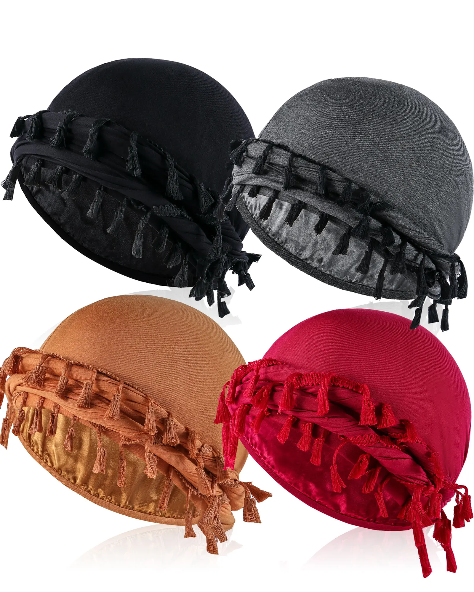 أغطية رأس عمامة ملتوية عتيقة للرجال، ربطة عنق عمامة من الساتان قابلة للتمدد لإغلاق رباط الشعر، وغسالة الآلة