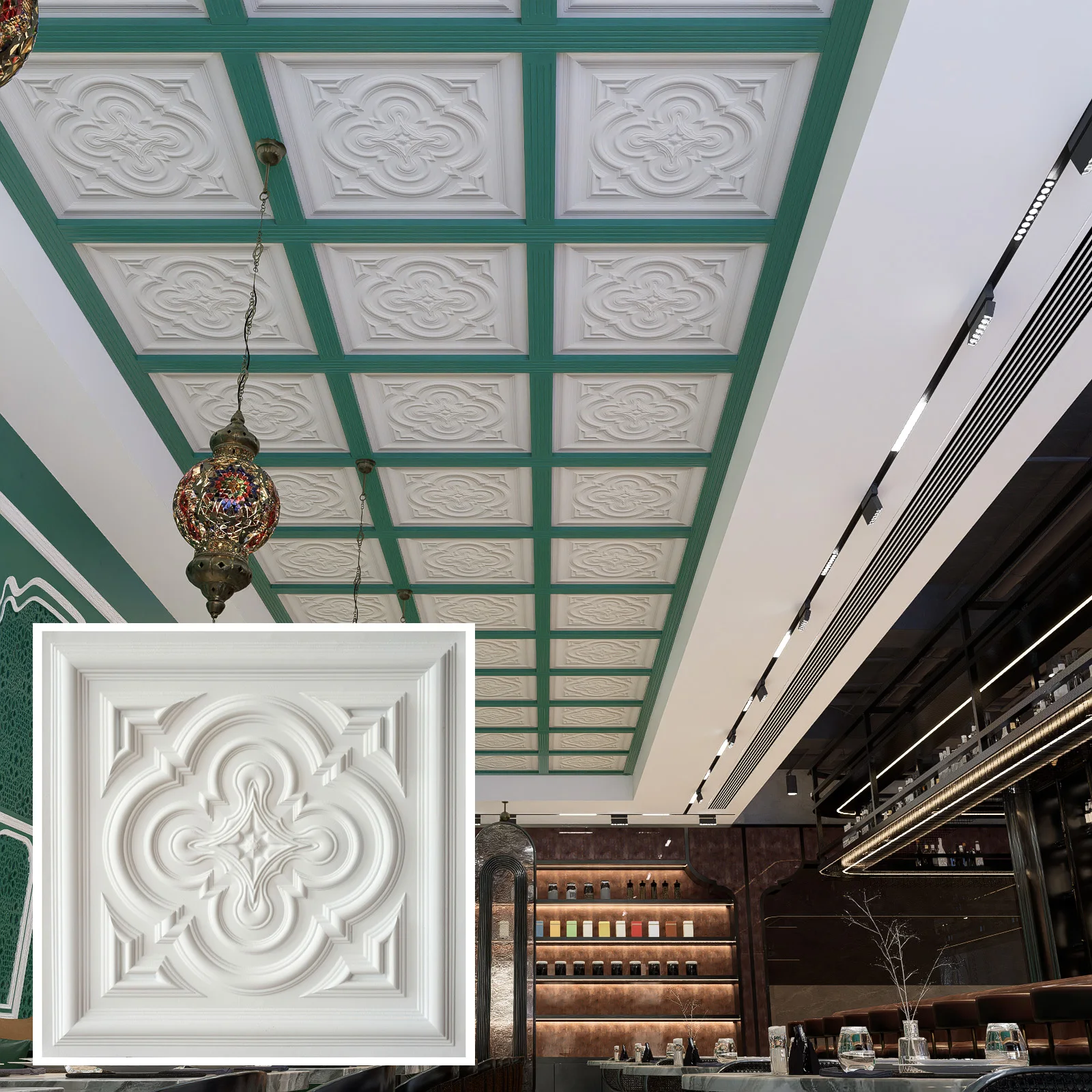 Suspended Ceiling tiles faux cafe pub restaurant well ceiling panels PL36 White matte 10tiles/lot