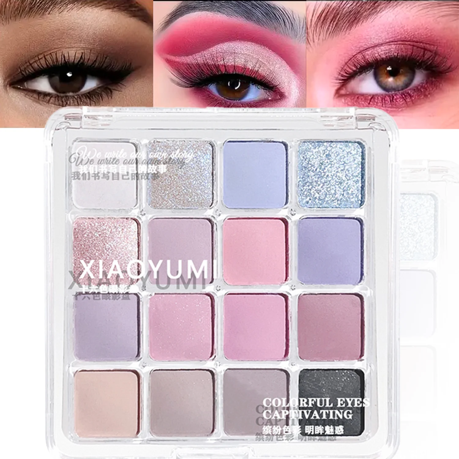XIAOYUMI 16-Farben-Sonnenuntergang-Kontur- und Textmarker-Palette – wasserfest, langlebig, Augen- und Gesichts-Make-up, Unisex, zertifiziert