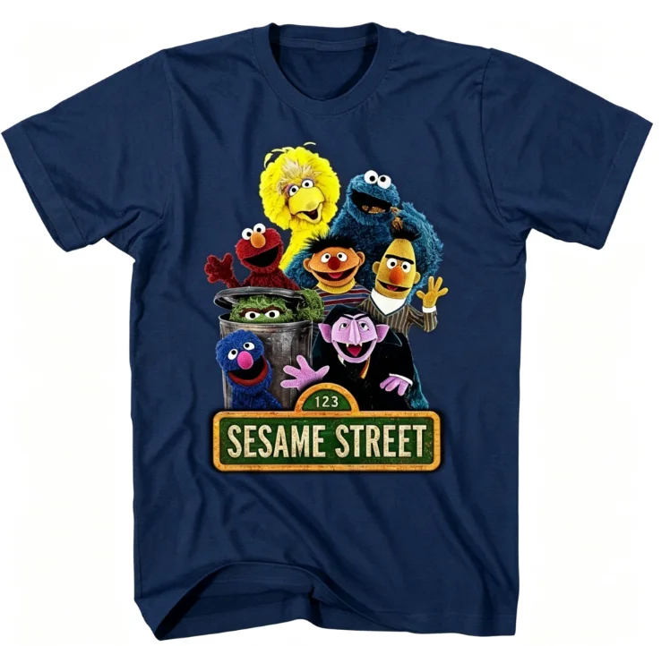 2026 Sesame Street Mens Classic Shirt Long Sleeve T-Shirt New Spring/Summer Arrivals Soft and Cute