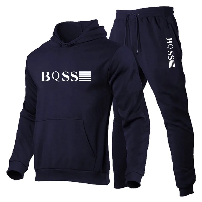 2024 Herbst/Winter Herrenmode Sport Hoodie Lässiges Outdoor-Fitness-Jogging-Sweatshirt + Sporthose zweiteiliges Set