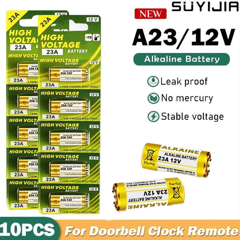 10PCS 12V A23 Alkaline Battery 23A 23GA A23S E23A EL12 MN21 MS21 V23GA L1028 GP23A LRV08 for Remote Control Doorbell Dry Cell