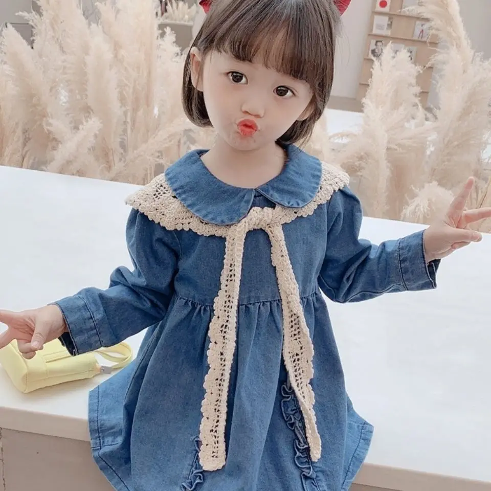 2026 Spring Autumn Girls Denim Dress Toddler Princess Dress Kids Baby Girl Clothing Children Dresses Vestidos