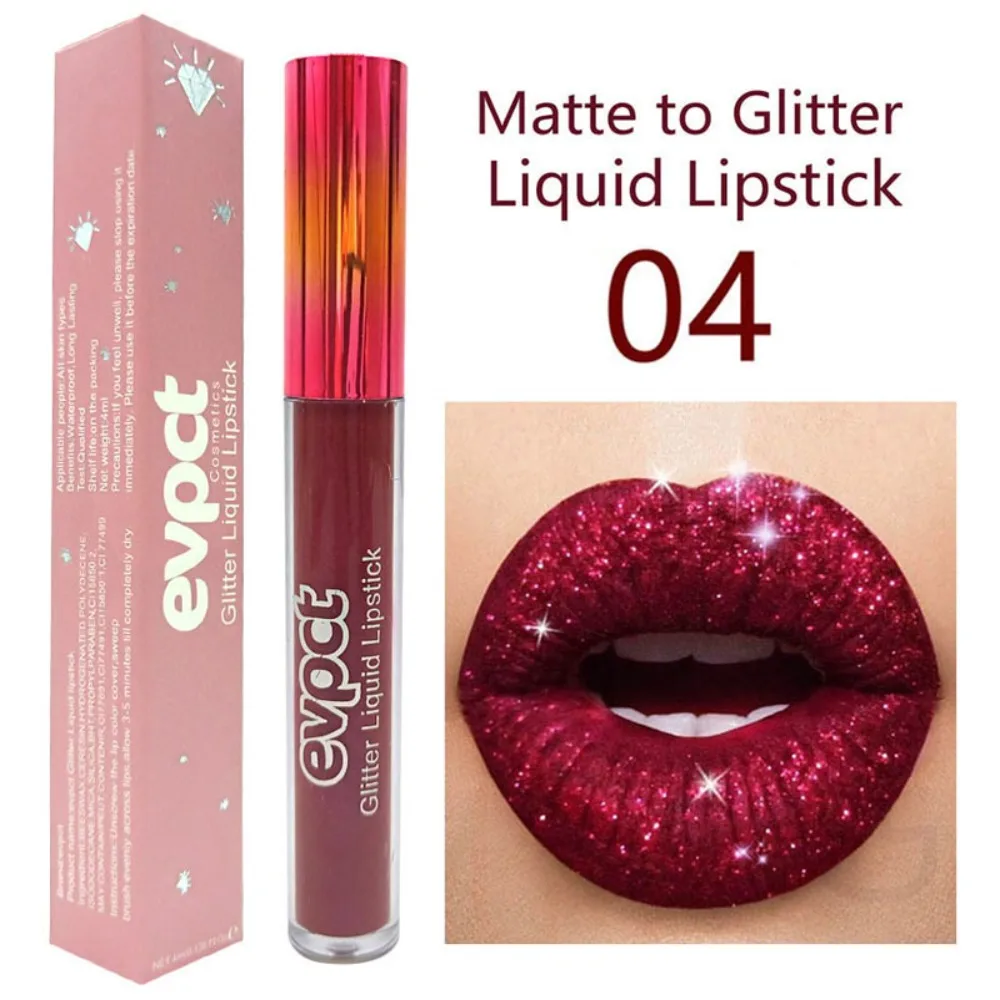 Impermeável Diamond Shimmer Glitter Lip Gloss, batom líquido fosco, cor pérola, maquiagem sexy, 15 cores