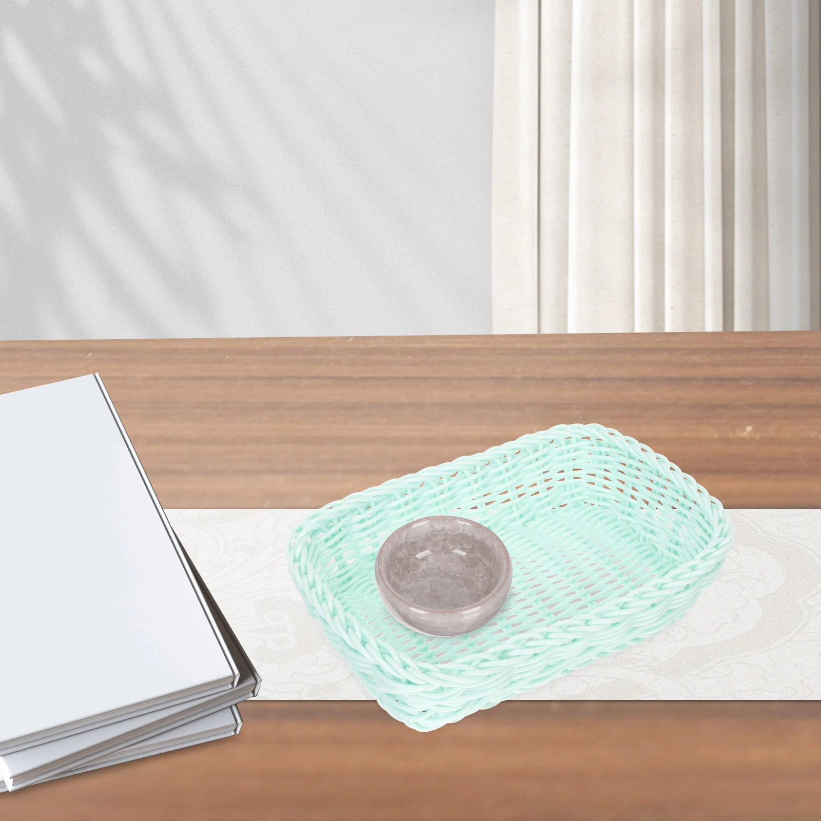 

Woven Storage Basket Green Wicker Hamper Rattan Hyacinth Sundries Holder Multi function Baskets Container Home Decor Storage