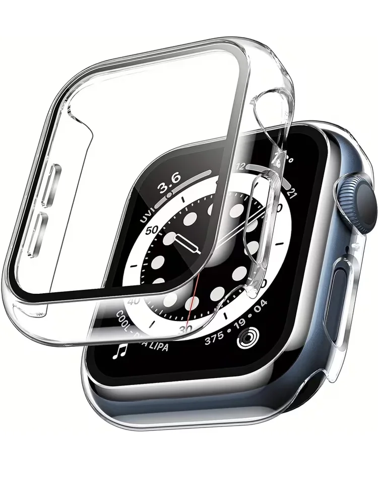 2pcs Tempered Glass Case For Apple Watch Series 11 10 9 8 7 6 SE 42 46mm 45MM 41MM 40mm 44MM Screen Protector transparent Cover