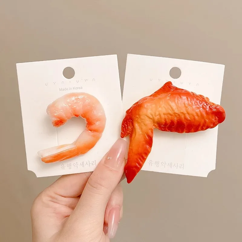 Simulated Food Hair Clip New Creative Seafood Accessories Funny Salted Fish Fun Word Clip for Women