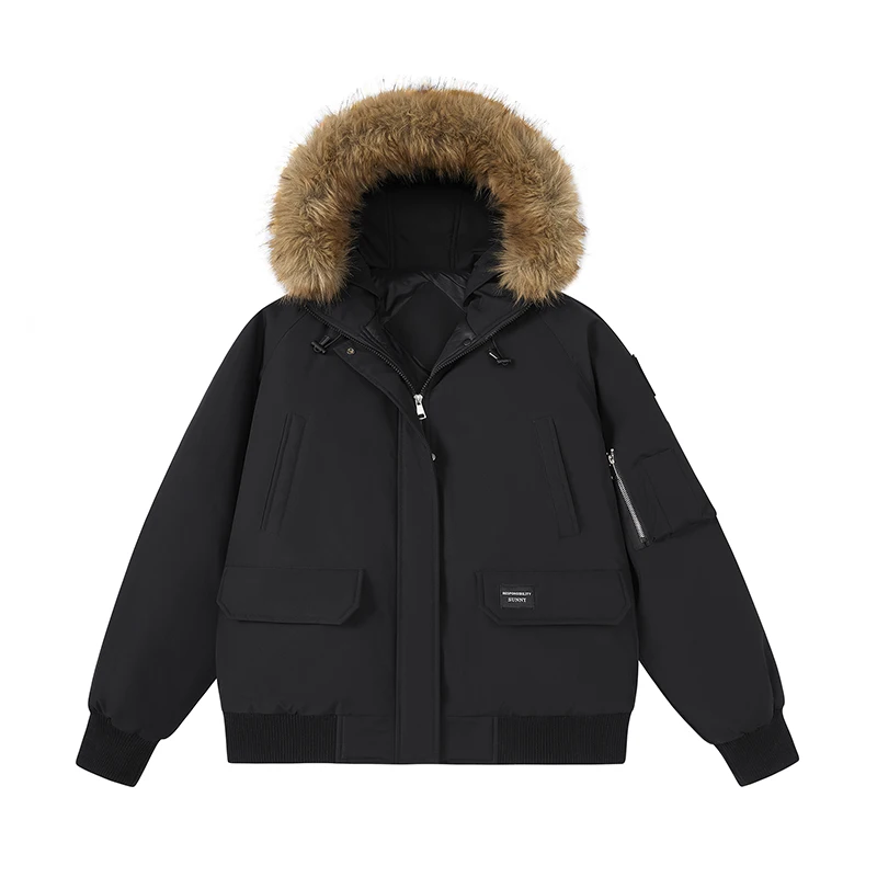 

Winter Fur Hooded Parkas Men Windproof Down Snow Jacket Streetwear Windbreker Coats Thicken Keep Warm Outdoor Outerwear Overcoat