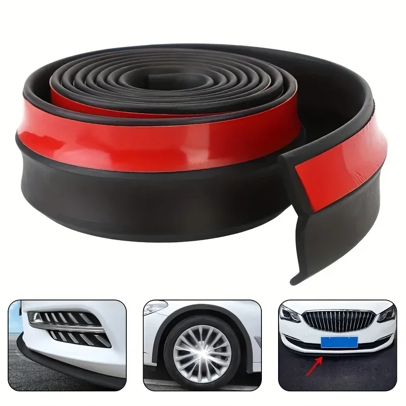 2.5m Universal Front Bumper Spoiler Lips Car Bumper Lip Protection Stickers Car Front Bumper Lip Rubber Car Bumper Rubber Strip