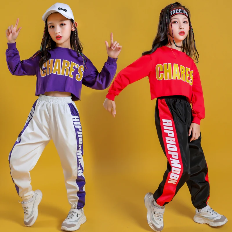 Girl costume for girls Hoodie Sweatshirt Shirt Top Crop Causal Jogger Pants for Girl Jazz Ballroom Dance Costume Clothes Wear