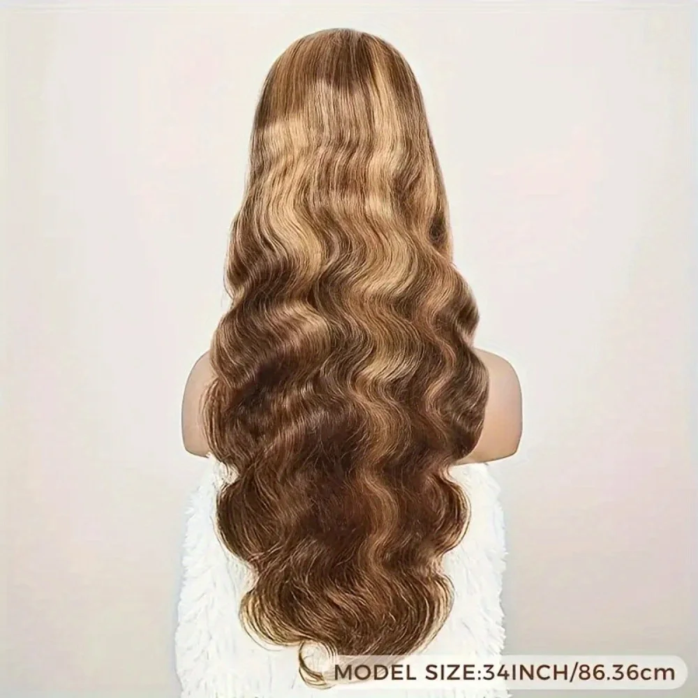13x4 HD شفافة أمامي الجسم موجة فضفاضة موجة 4/27 تسليط الضوء على أومبير العسل شقراء اللون ريمي عذراء البرازيلي باروكة من شعر طبيعي