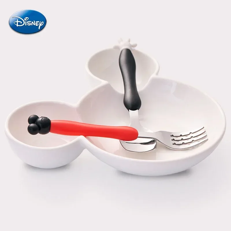 Disney Mickey Minnie Mouse cucchiaio forchetta stoviglie cartone animato bambini Dessert cucchiaio frutta forchetta posate Set cibo per bambini Picks cucchiaio di riso