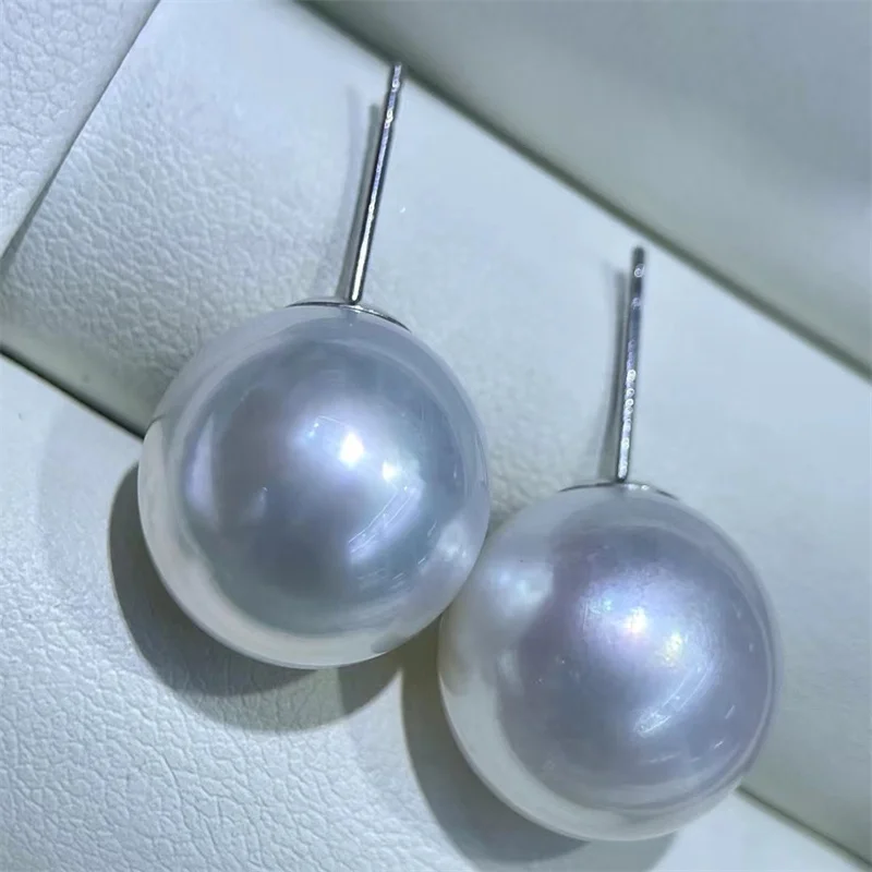 Real 18K Gold Earrings for Women Pure AU750 Natural Seawater Pearl Earring Simple Fashionable Fine Jewelry Gift with Certificate