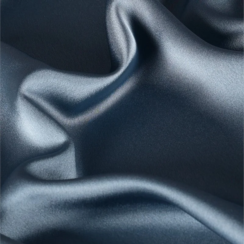 Blue Glossy Double-Sided Acetate Satin Fabric Bright Surface Draping Silky Anti-Wrinkle Skirt Gown Shirt Fabric