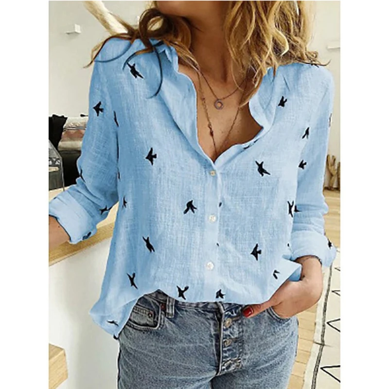 Elegante Baumwolle Leinen Shirts Frauen Casual Feste Taste Revers Blusen Shirts Frühling Sommer Lange Hülse Lose Tops Tunika Blusas